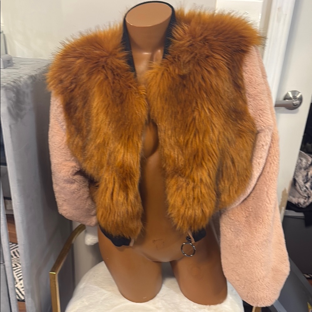 ✨Shaci blue faux fur coat